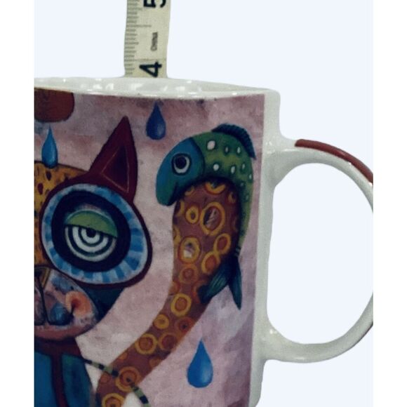 Abstract Cat and Fish Coffee Mug Tea Cup by Michelle Allen Designs Bone China - Picture 5 of 8